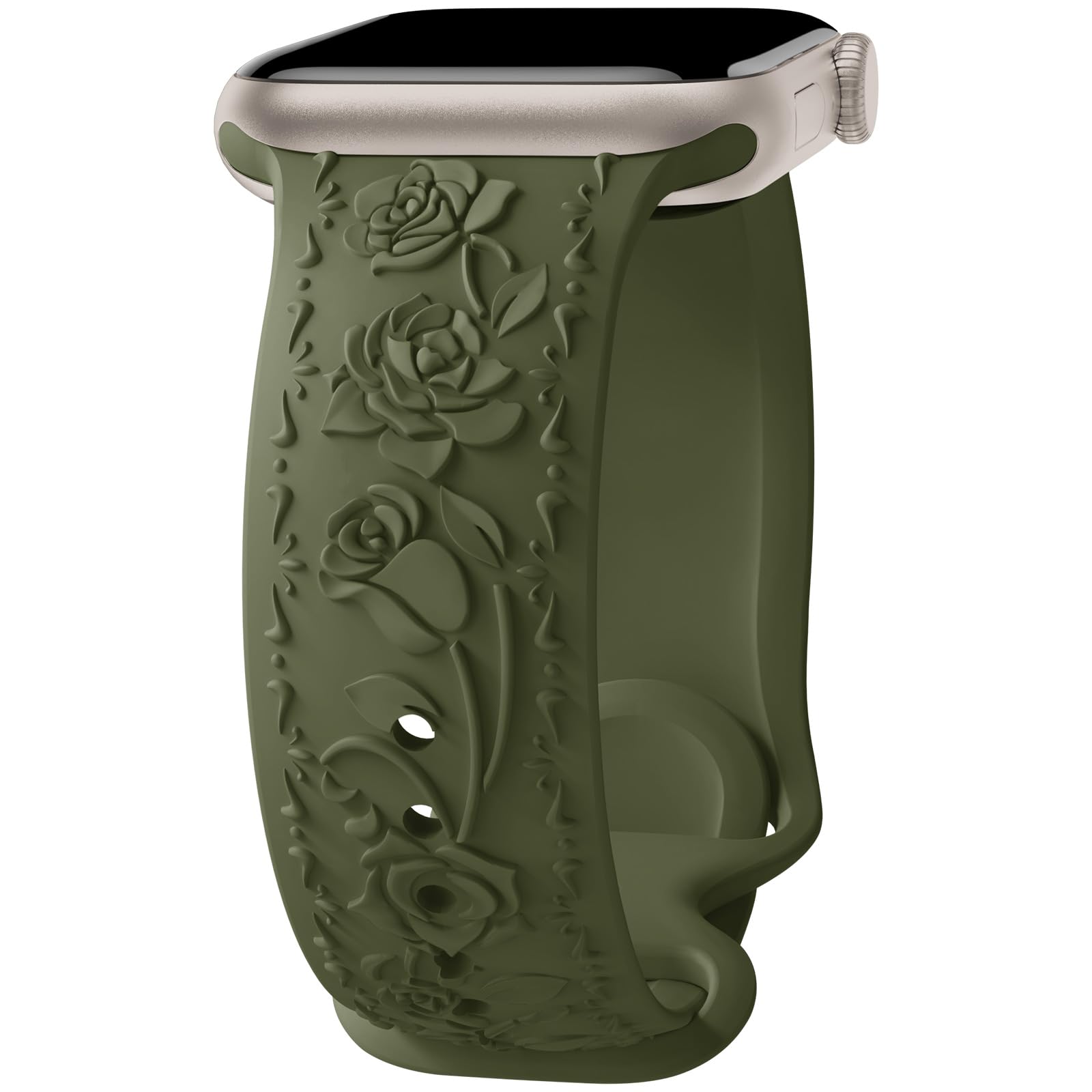 Floral Engraved Band Compatible with Apple Watch Band 40mm 41mm 38mm 42mm 44mm 45mm 46mm 49mm Women, Soft Silicone Cute Embossed Flower Strap for iWatch Band Series SE Ultra 11 10 9 8 7 6 5 4 3 2 1