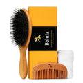 Premium Boar Bristle Hair Brush for Thick Hair Set. Hairbrush for Women With Thick, Long or Curly Hair. Restores Hair's Shine and Health. Comb, Travel Bag & Spa Headband Included