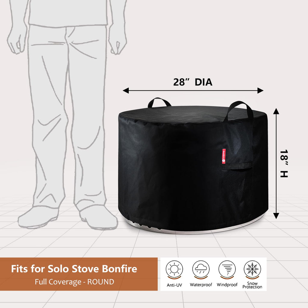 SheeChung Fire Pit Cover for Solo Stove Bonfire Outdoor Smokeless Firepit-Small Round Waterproof 600D Polyester Shelter,Air Vent,Anti-UV&Tear Resistant-Fits for 16”-22” Gas Fire Pit Table (22"Dx16"H)