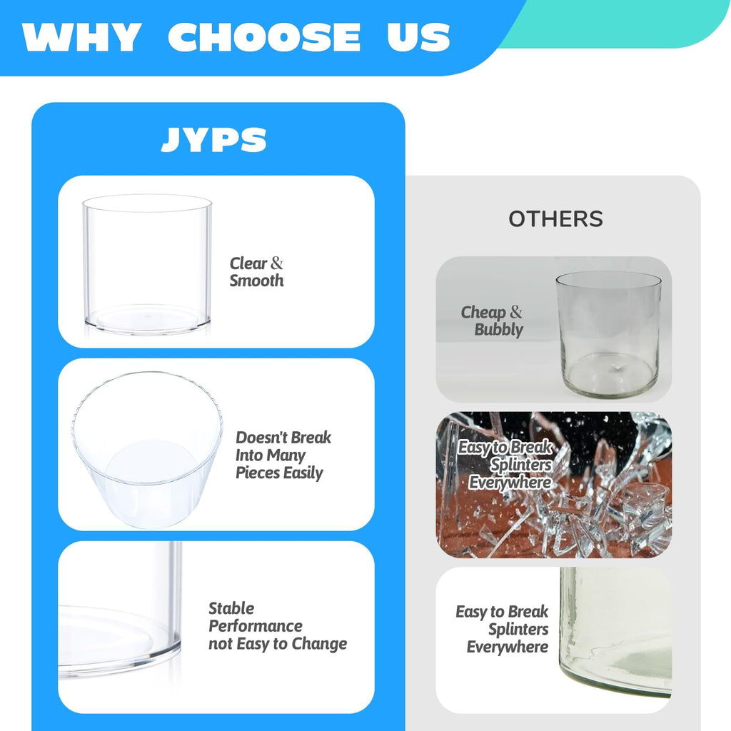 Flower Clear Vase Centerpiece for Home, Wedding Party, Plastic Clear Cylinder Wide for Flowers, Decorative Wide Mouth Vase for Decor (6'' W*8'' H)