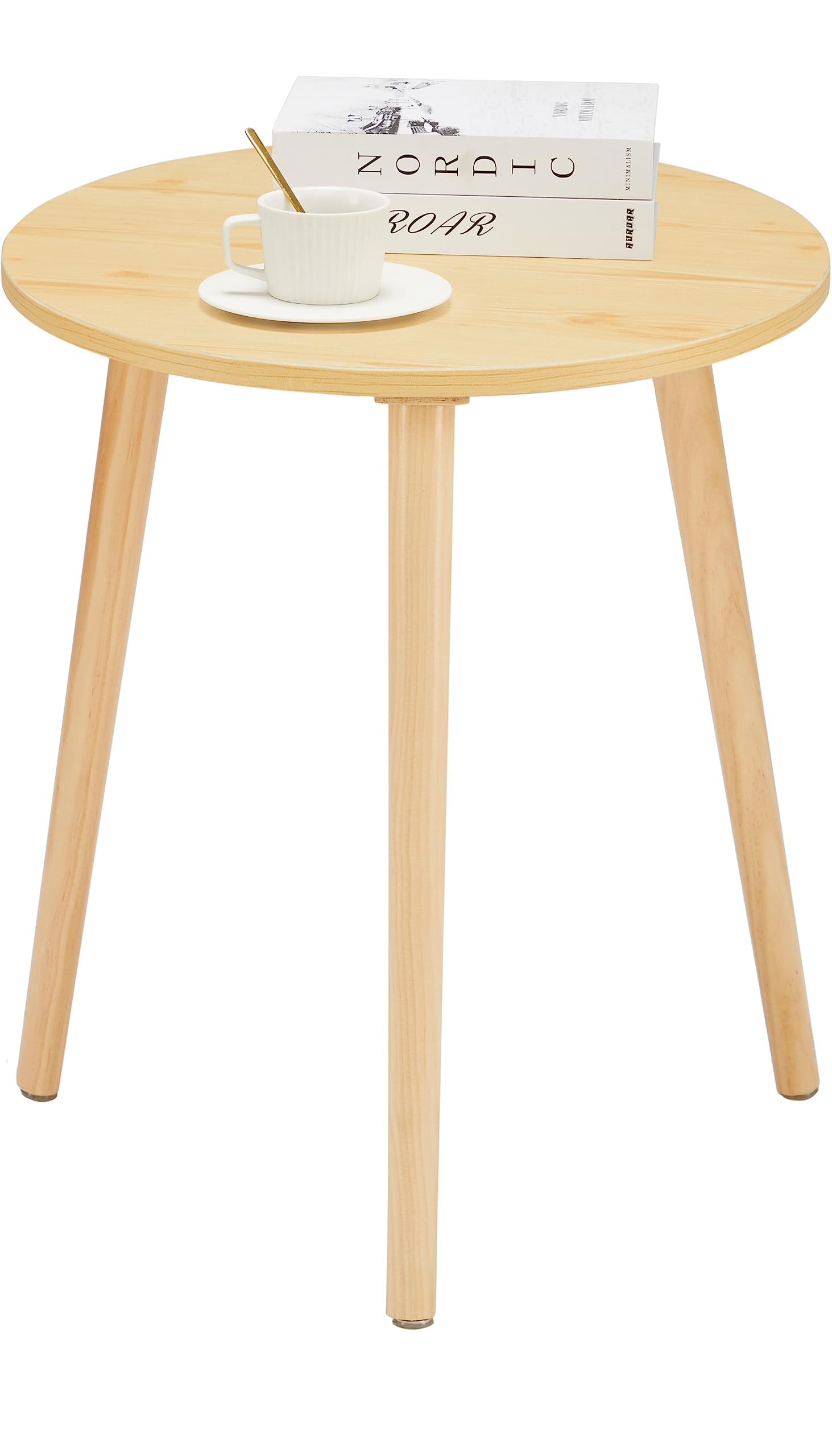 Apicizon Black Round Side Table, Black End Table Bedside Table Nursery with Wood Legs, Nightstand for Living Room, Bedroom, 16.5 x 20.5 Inches