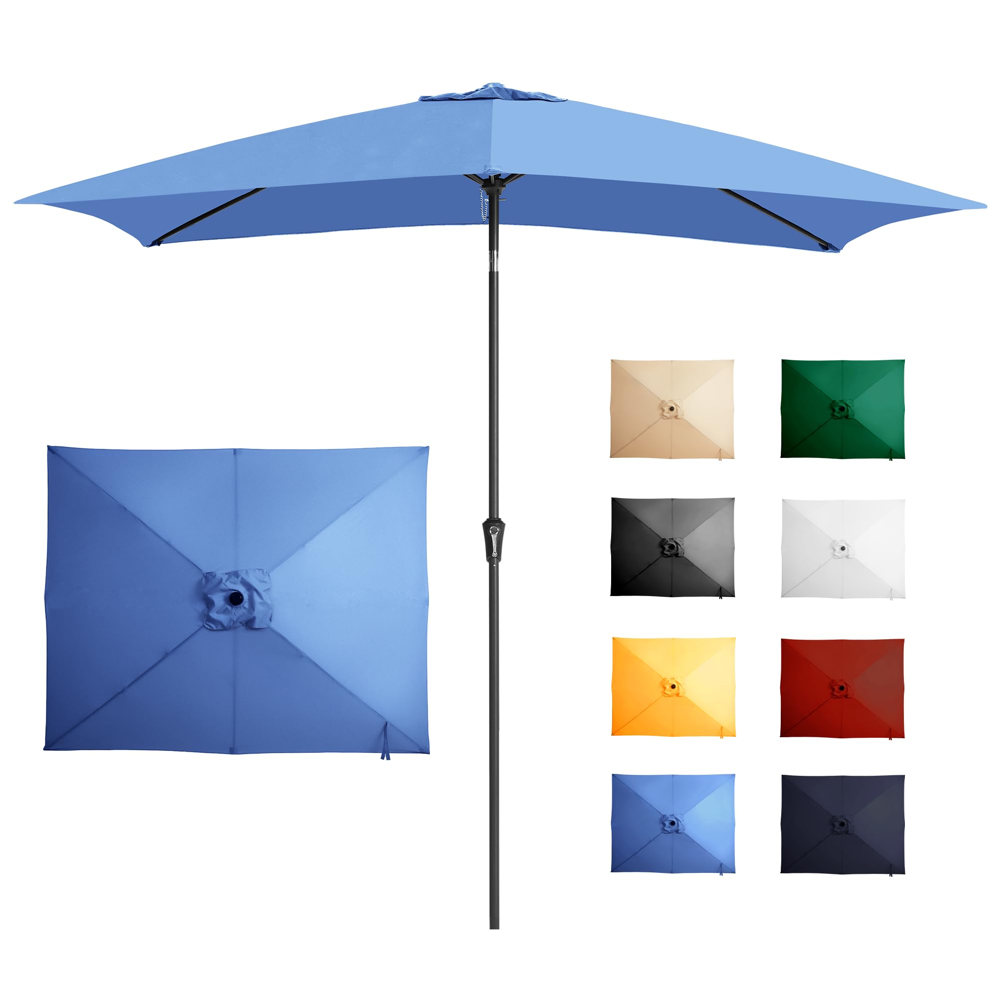 Ayge 6.5x10FT Rectangular Patio Umbrella Outdoor Table Umbrella w/Push Button Tilt & Crank Rectangle Market Umbrella UV Protection for Garden,Deck,Lawn,Yard & Pool,Beige