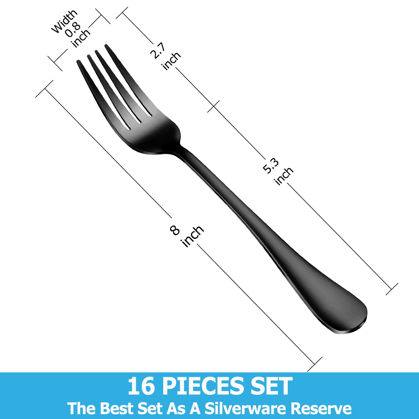 8 Pieces Dinner Forks Set, Food-Grade Stainless Steel Forks, Silverware Forks for Home, Kitchen or Restaurant, Mirror Polished, Dishwasher Safe - 8 Inch