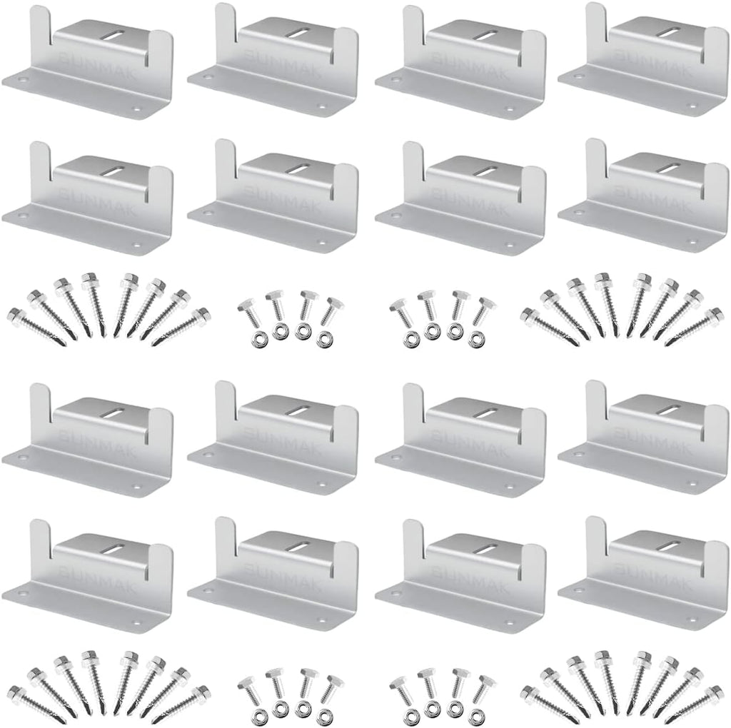 16 Units per Set Solar Panel Mounting Z Brackets, Solar Panel Mounting Brackets Lightweight Aluminum Corrosion-Free for RVs, Trailers, Boats, Yachts, Wall and Other Off Gird Roof