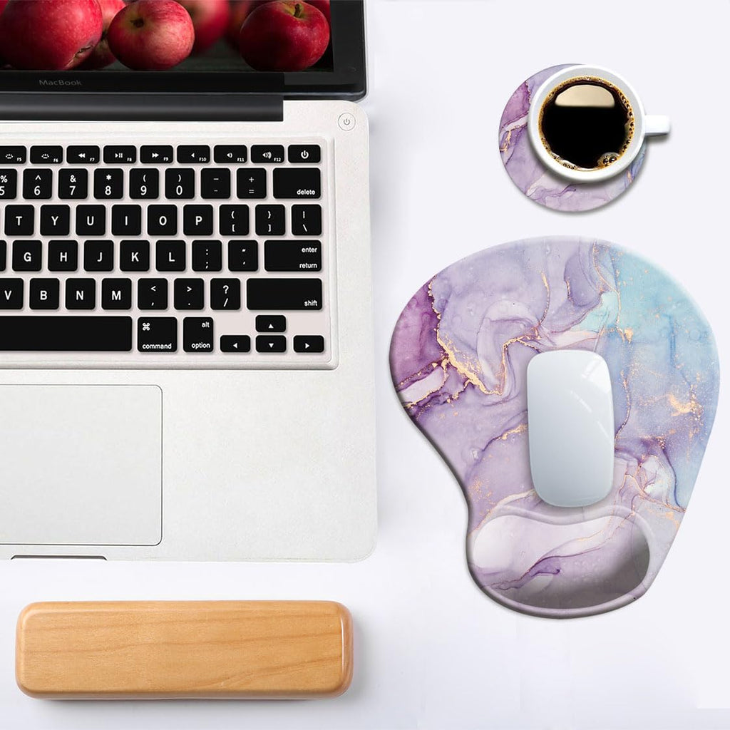 DOOKE Ergonomic Mouse Pad with Wrist Support and Coaster,Mouse Pads with Non-Slip PU Base for Home Office Working Studying Easy Typing & Pain Relief Aesthetic Art