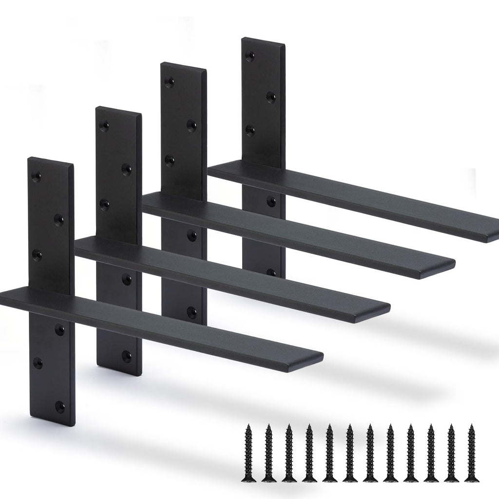Floating Shelf Bracket 3/8" Thick Heavy Duty Shelf Brackets 2 Pack Free Hanging Countertop Support Bracket 8" Lx2.5 W Floating Wall Brackets for Cabinets, Granite, Dishwasher, Bench Seats Vanities