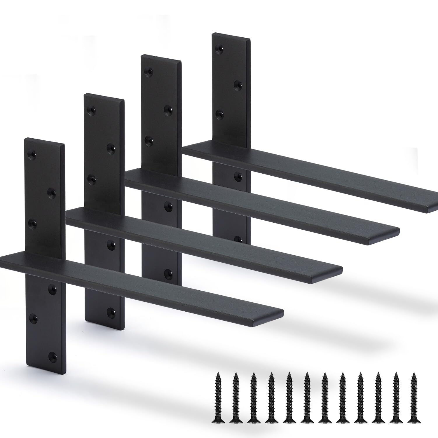 Floating Shelf Bracket 3/8" Thick Heavy Duty Shelf Brackets 2 Pack Free Hanging Countertop Support Bracket 8" Lx2.5 W Floating Wall Brackets for Cabinets, Granite, Dishwasher, Bench Seats Vanities