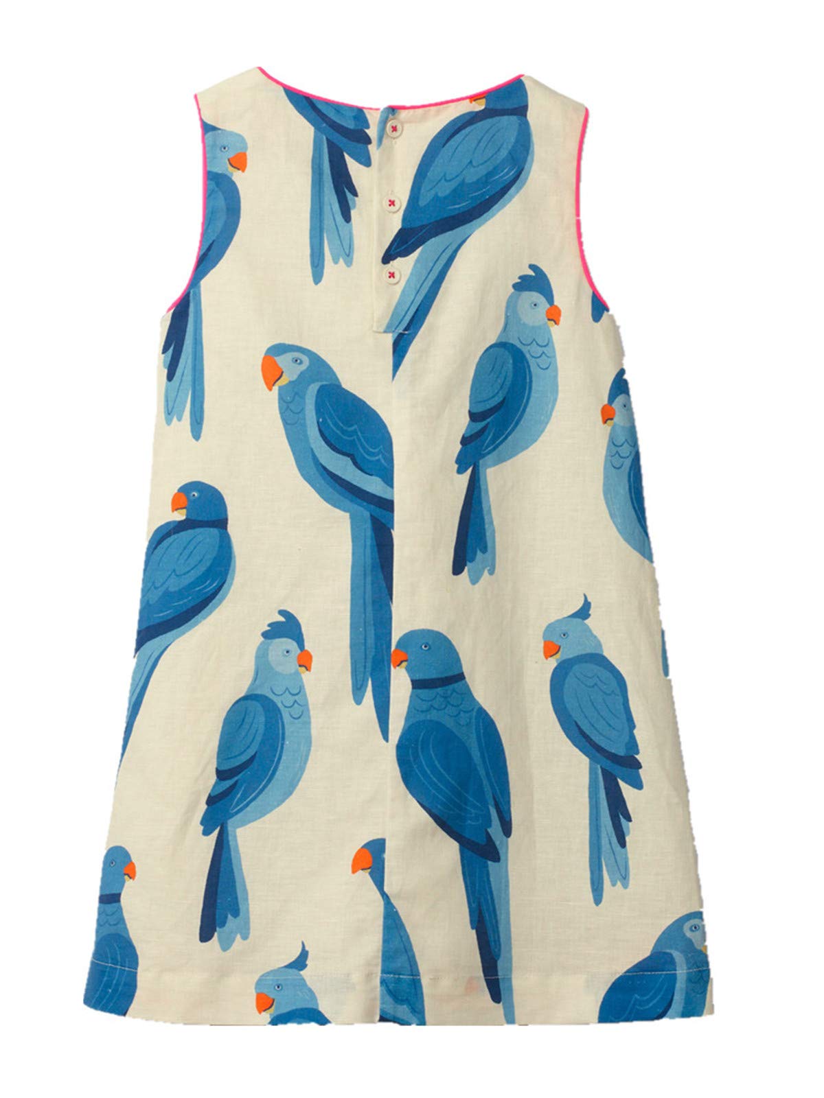 HILEELANG Little Girls Cotton Dress Sleeveless Casual Summer Sundress Flower Printed Jumper Skirt