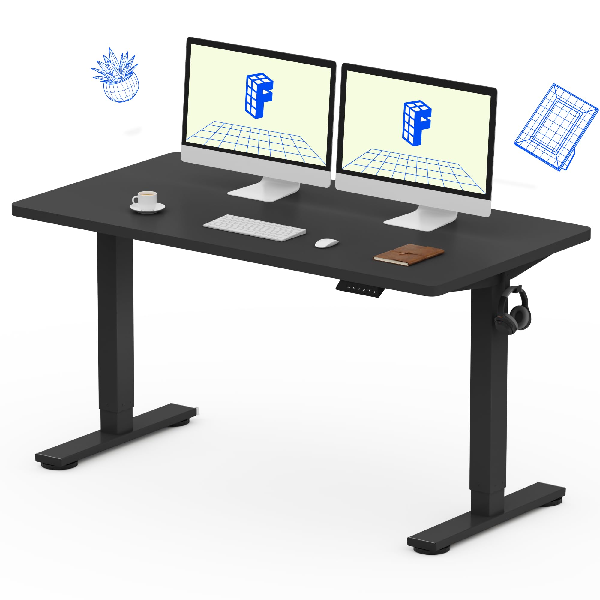 FLEXISPOT EN1 One-Piece Standing Desk, Electric Adjustable with 4 Memory Presets, 176 LBS Capacity, Stable & Quiet, Seamless Desktop for Home Office & Dual Monitors, 40"x24" Black
