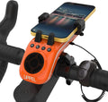 UPPEL Bluetooth Speaker Bicycle, Multifunctional Bike Phone Holder 10-in-1- LED Light - Bike Horn - Microphone - Ideal for Road & Mountain Bike (Black)