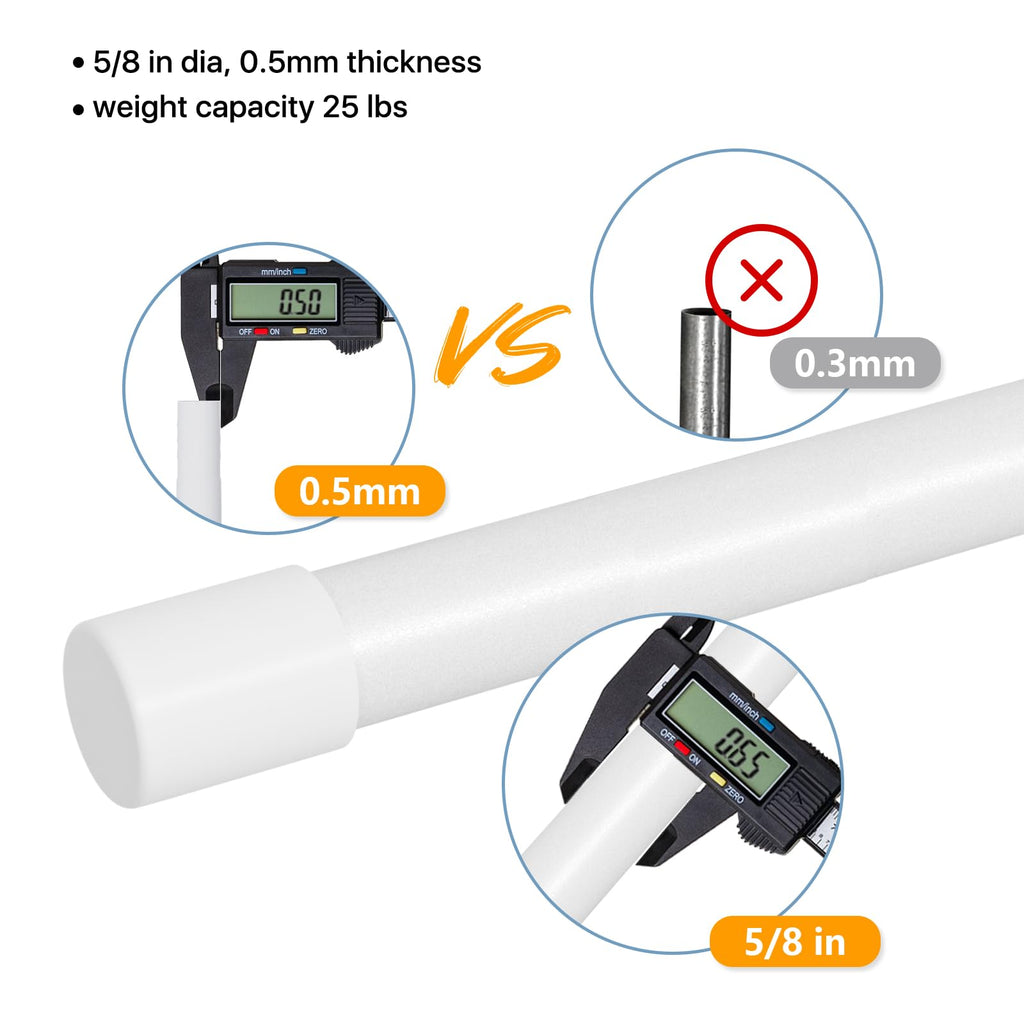 Curtain Rods for Windows, Single Adjustable 32 to 48 inch Curtain Rod Set with Brackets, 5/8 inch Diameter Metal Drapery Rod for Bedroom, Kitchen, Heavy Duty, Black