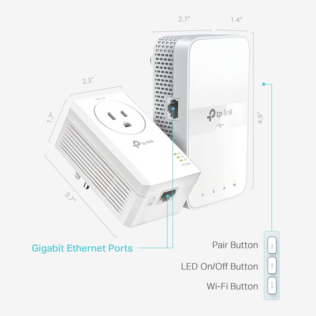 TP-Link Powerline WiFi Extender TL-WPA7617 - AC1200 Dual Band Powerline Network Extender, Gigabit Port, Passthrough, OneMesh, Ethernet Over Power, 𝐀𝐝𝐝-𝐨𝐧 𝐔𝐧𝐢𝐭