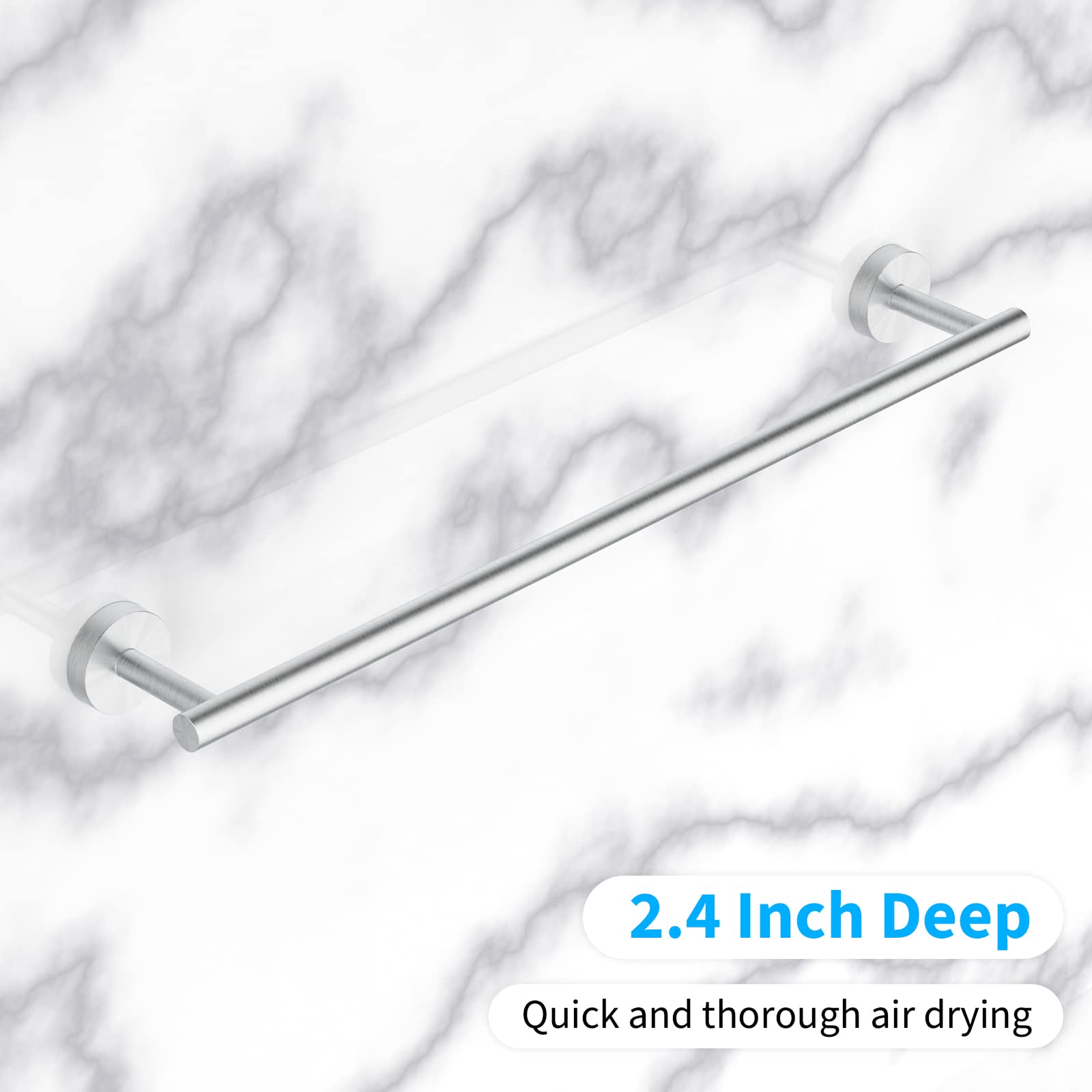 Cilee 2 Pieces Matte Black Bathroom Towel Bar, 24 Inch Double Towel Racks,Bathroom Towel Holder Towel Hanger for Bathroom Stainless Steel Wall Mount