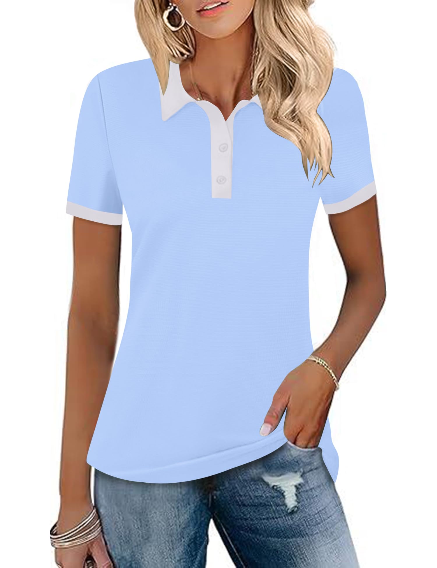 LOMON Womens Golf Polo Shirts Short Sleeve Collared Tops Lightweight Moisture Wicking Tennis Activewear S-XXL