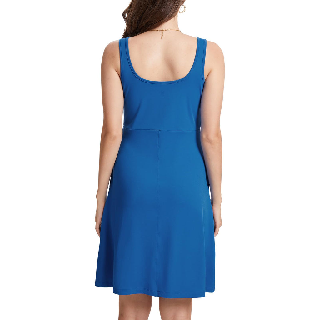 Women’s UPF 50+ Tank Dress A-Line with Pockets Breathable Quick Dry Sun Protection for Hiking Camping Beach Outdoor