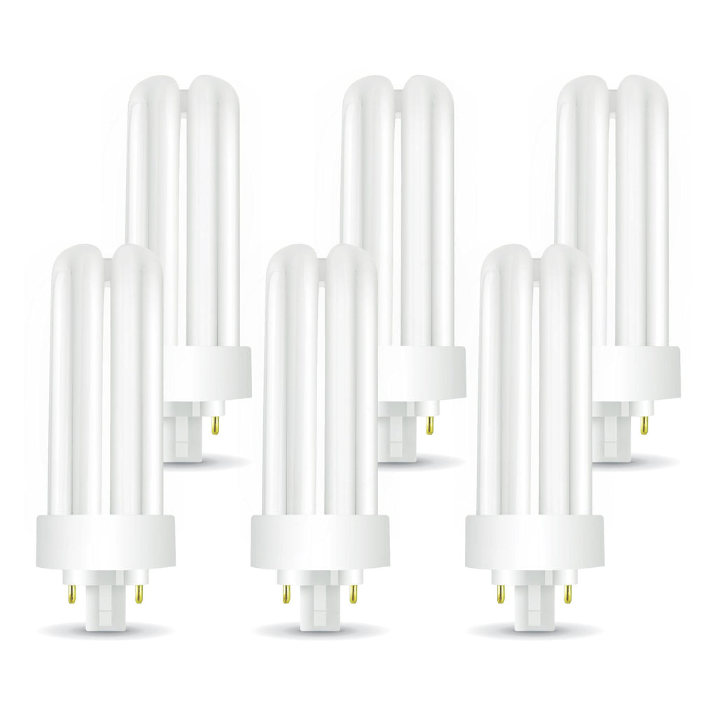 Circle PLT-26W 827 CFL Bulb, 6 Pack – 26 Watt Triple Tube, GX24q-3 4-Pin Base, 2700K Warm White – Replaces Sylvania 20879, Philips 458240, GE 97614 – Electronic Ballast, 120V