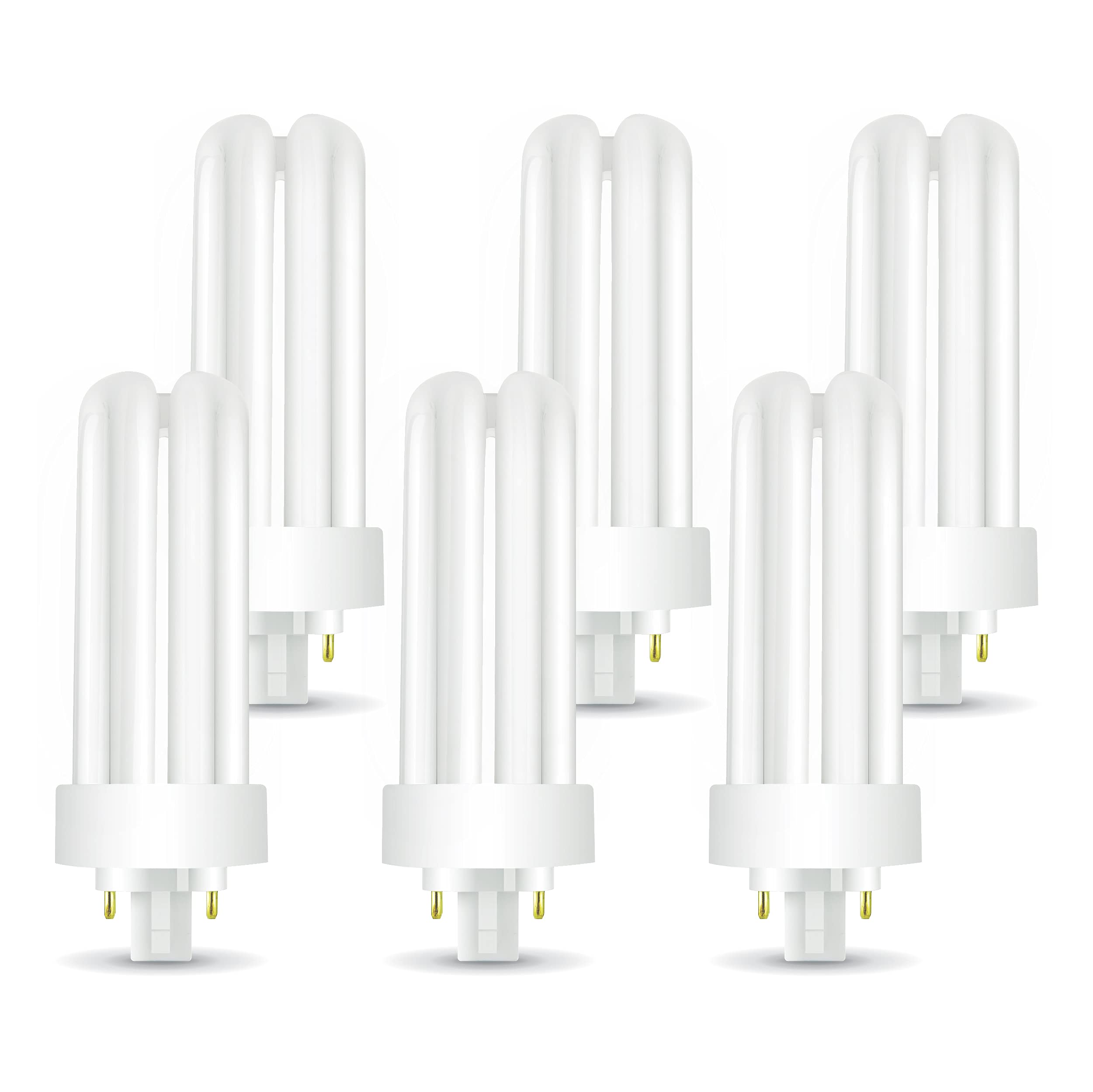 Circle PLT-26W 827 CFL Bulb, 6 Pack – 26 Watt Triple Tube, GX24q-3 4-Pin Base, 2700K Warm White – Replaces Sylvania 20879, Philips 458240, GE 97614 – Electronic Ballast, 120V