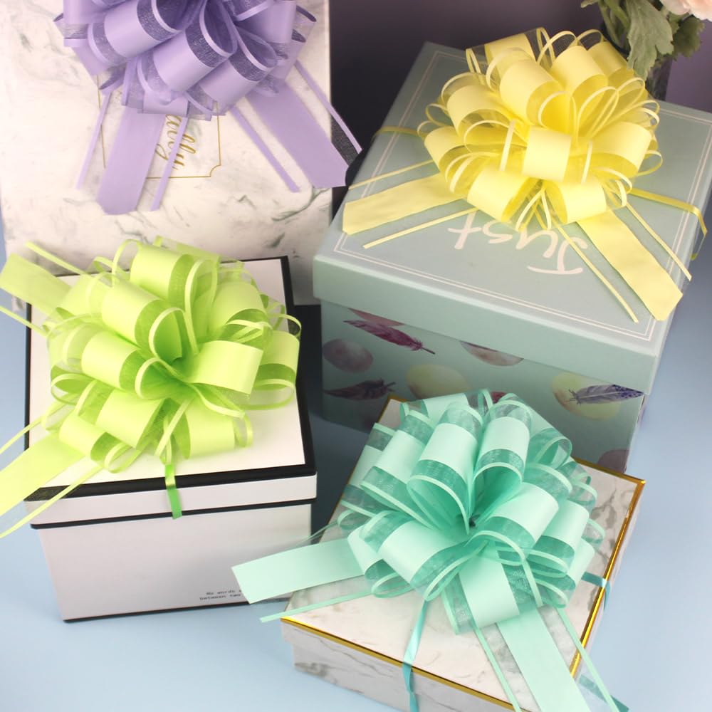 6 PCS Large Pull Bows,Bow for Gift Wrapping,6 inches,Christmas Party Birthday Gift Wedding Ribbon Bows for Wrapping Boxes or Flower Decorations, Valentine's Day Gift Decorations