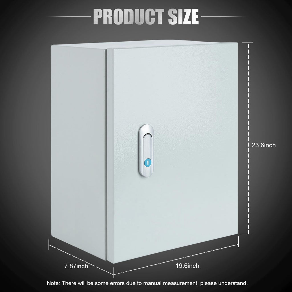 Steel Electrical Junction Box, Indoor&Outdoor Electrical Enclosure Box, Wall Mounted Waterproof&Dustproof Metal Box, Universal Electric Equipment Enclosure Box with Safety Locks and Mounting Plates