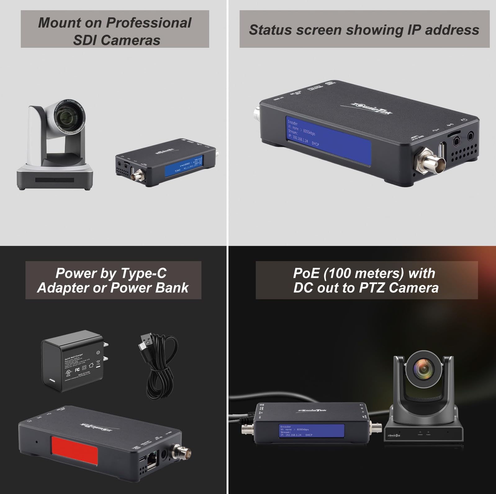 4K HDMI Video Encoder/Decoder, ZowieBox, Native NDI HX3 (Certified) Converter/Player, UVC to HDMI, Pass-Through Video Capture, SRT/RTMP(S)/RTSP, Live Streaming to YouTube