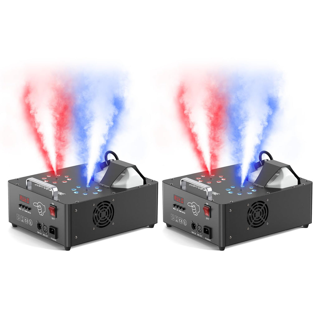 2000W Professional Fog Machine Dual Nozzle with 16 RGB LED, DMX Control Adjustable Smoke Direction, 2.5L Tank LCD Display 30000CFM for Halloween Christmas Stage DJ Party Club Events