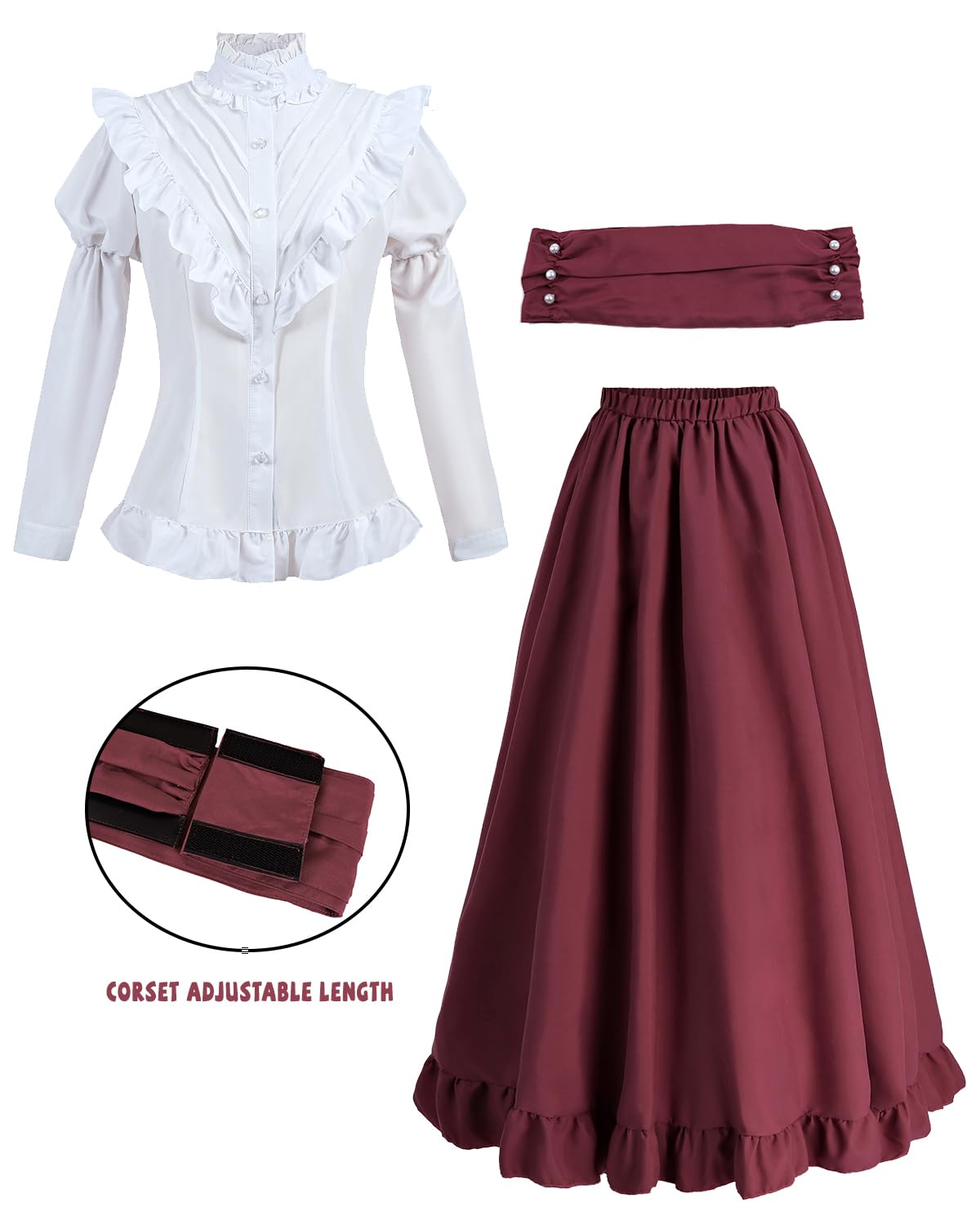 Victorian Dress for Women 2-Pieces 1800s Edwardian Dress Ball Gown Renaissance Costume