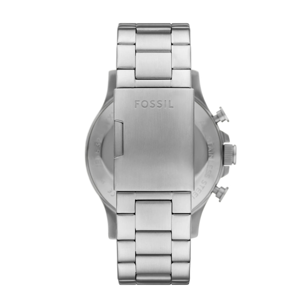 Fossil Men's Nate Quartz Watch, Oversized Stainless Steel Chronograph Watch for Men