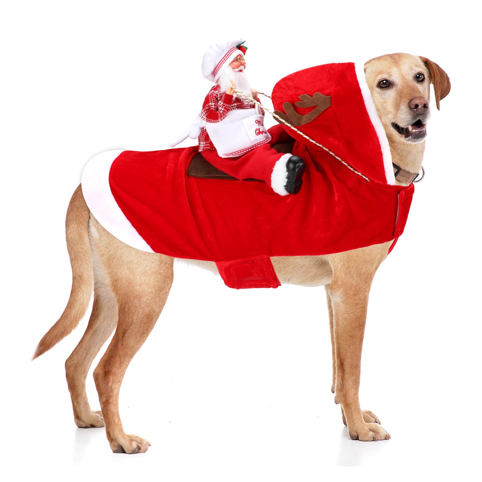 BWOGUE Santa Dog Costume Christmas Pet Clothes Santa Claus Riding Pet Cosplay Costumes Party Dressing up Dogs Cats Outfit for Small Medium Large Dogs Cats