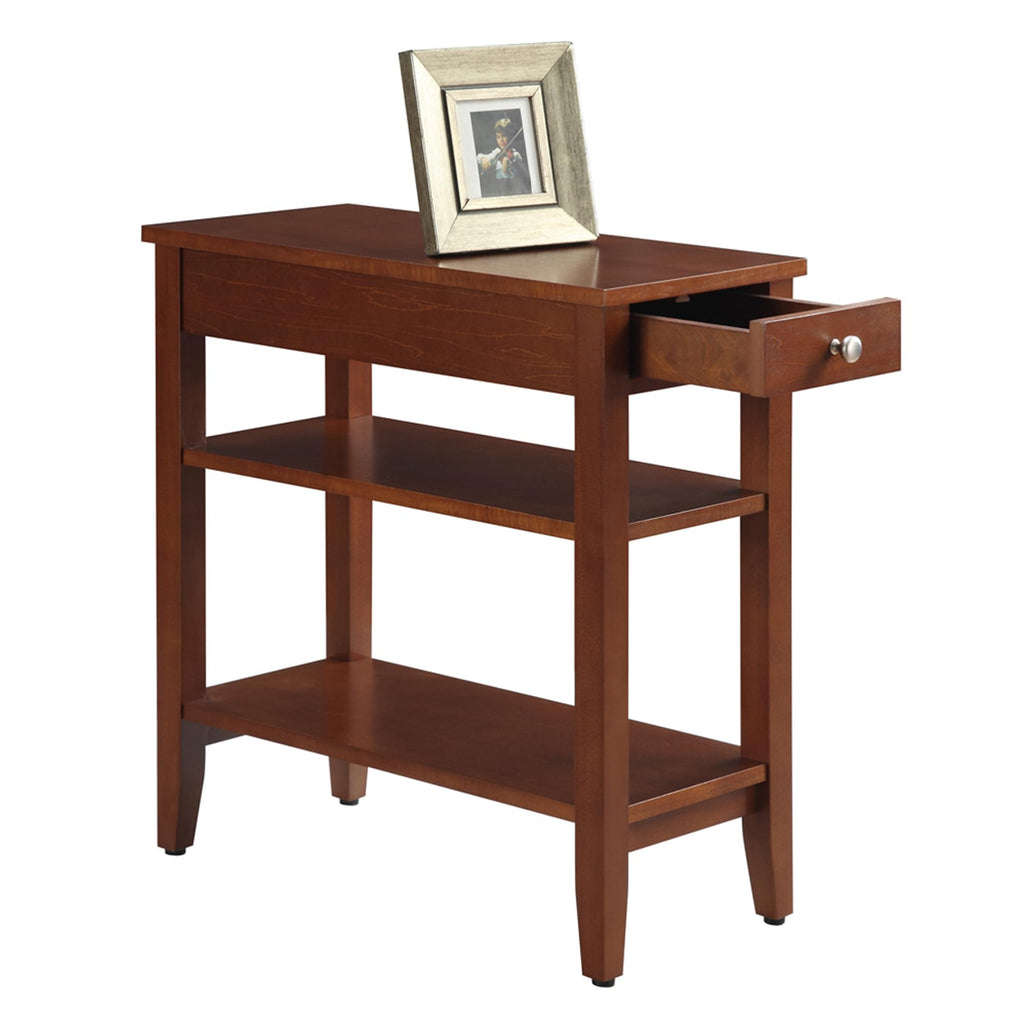 Convenience Concepts American Heritage Chairside End Table with Drawer 23.5" - Classic Living Room Table with Storage Shelf, Bedroom Nightstand, Black