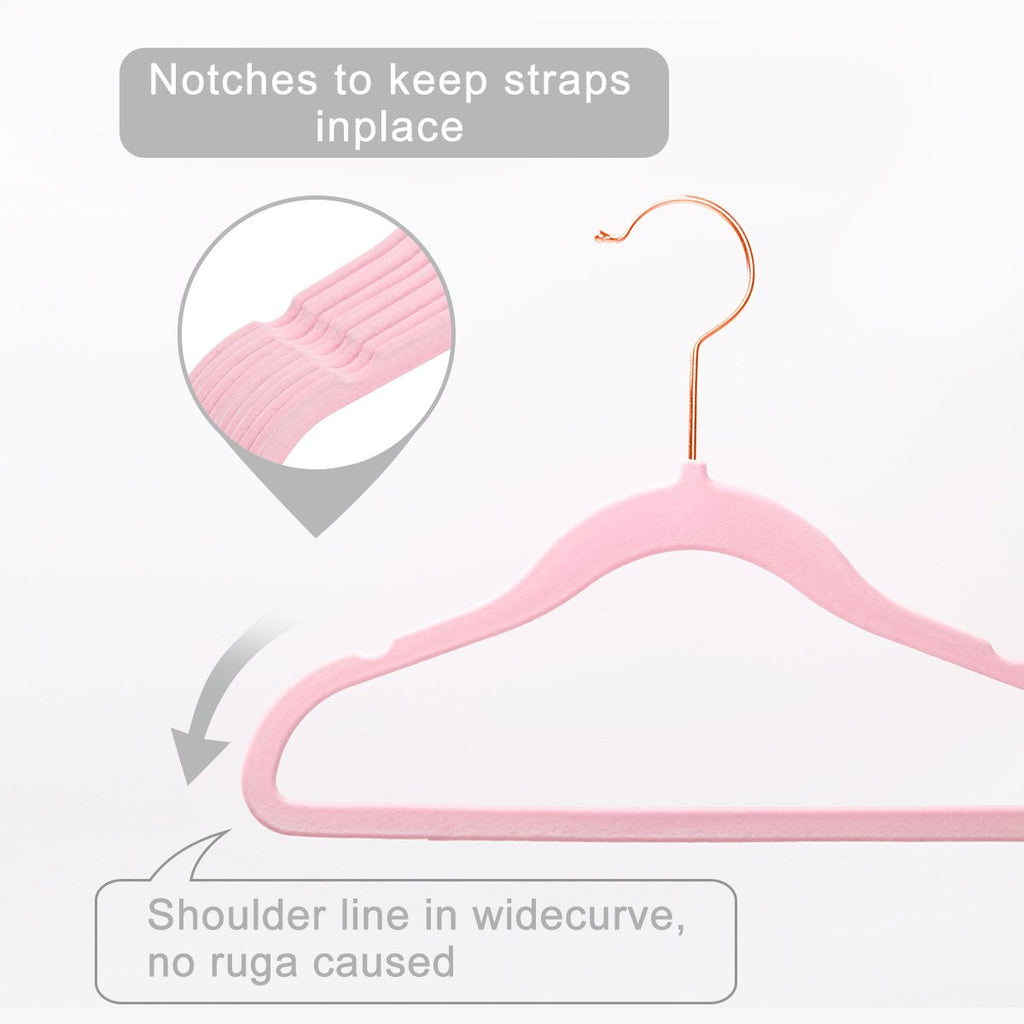 MIZGI Baby Velvet Hangers,Non-Slip Kids & Toddler Hangers,11.8 Inch Hangers for Baby Clothes,Pack of 50(Black/Black)
