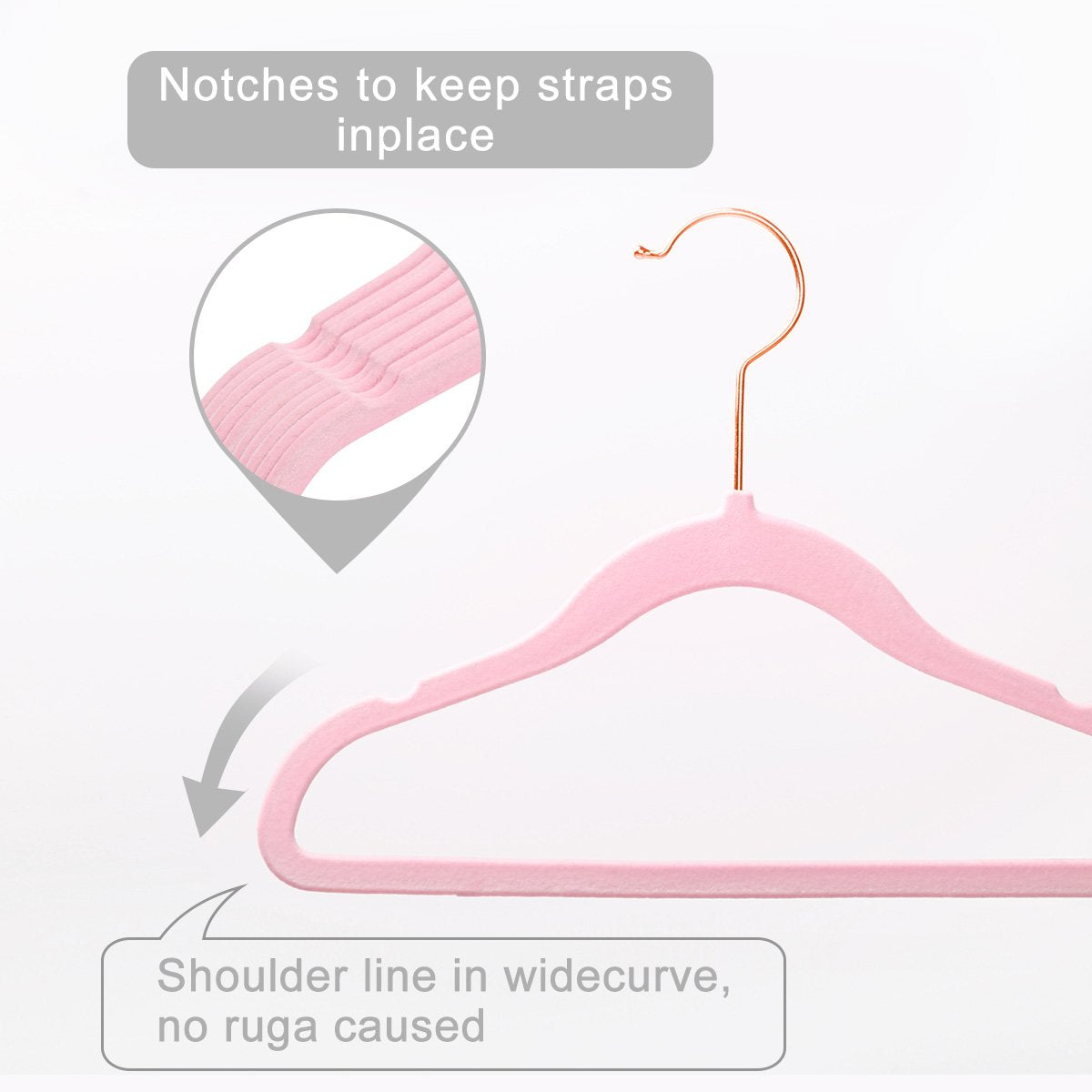 MIZGI Baby Velvet Hangers,Non-Slip Kids & Toddler Hangers,11.8 Inch Hangers for Baby Clothes,Pack of 50(Black/Black)
