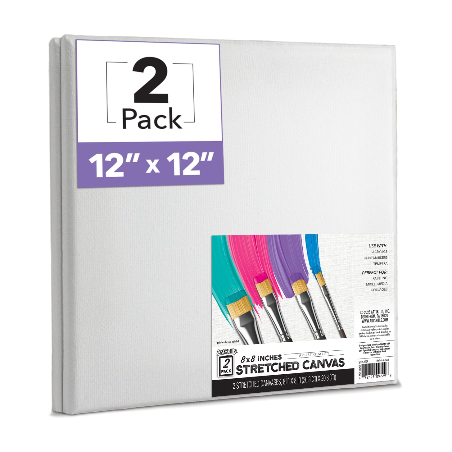 ArtSkills Stretched Canvases for Painting, 5x7 Canvas Painting Supplies for Artists, Blank Canvas Pack, 2-Pack