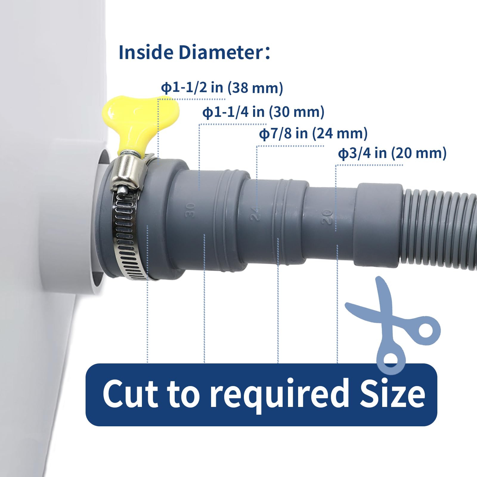 3.2 FT Washing Machine Drain Hose, Flexible Dishwasher Drain Hose Extension Kit, Universal Washer Drain Hose, Corrugated Washer Hose with 1 Adapter, 2 Hose Clamps, 1 U-Bend Hose Holder