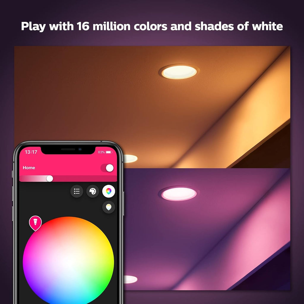 Philips Hue Smart Retrofit Recessed 5/6 Inch LED Downlight 1 Pack - White Ambiance Warm-to-Cool White Light 1100LM - Indoor Control with Hue App - Works with Alexa, Google Assistant and Apple Homekit