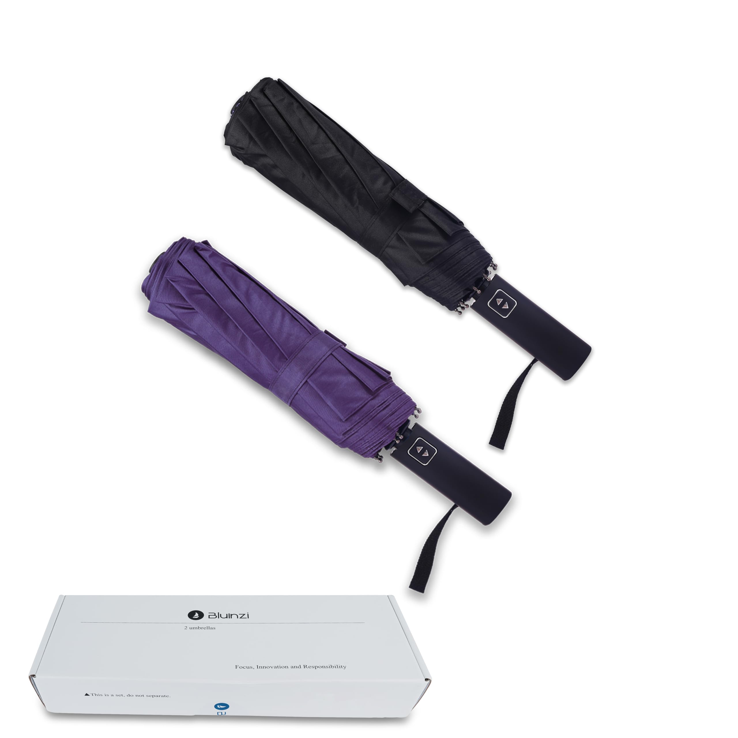 Bluinzi 46 Inch Compact Umbrellas for Rain - Travel Small Umbrella - Automatic Folding Umbrella - Windproof Portable Umbrella, Double 10-rib