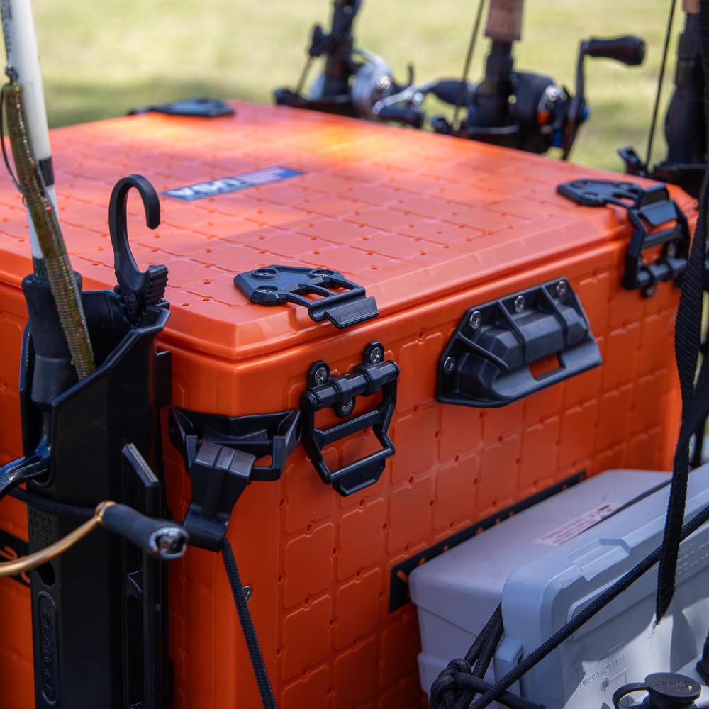 YakAttack BlackPak Pro 13" x 13" Fishing Crate with 3 Rod Holders - Battleship Grey | Compact Tackle Storage Box & Gear Organizer for Kayaks | Lightweight, Durable & Customizable Marine Accessory
