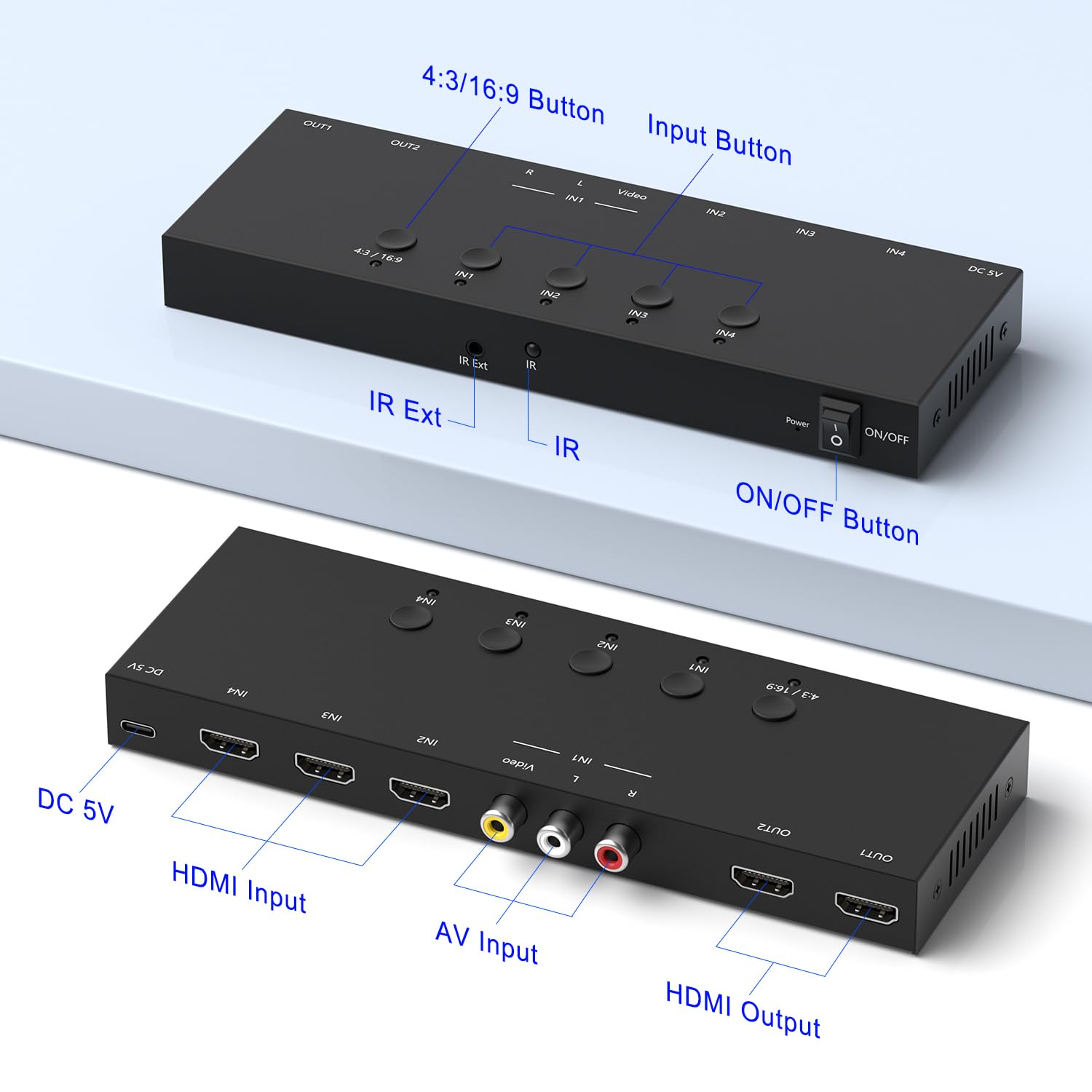 HDMI 2.1 Bi-Directional Switch Ultra HD 8K HDMI Switcher 2 in 1 Out/ 1 in 2 Out HDMI Switch Supports 8K@60Hz/ 4K@120Hz 48Gbps Compatible with Switch/Switch OLED PS5/4 Xbox Roku Apple TV Fire TV Stick