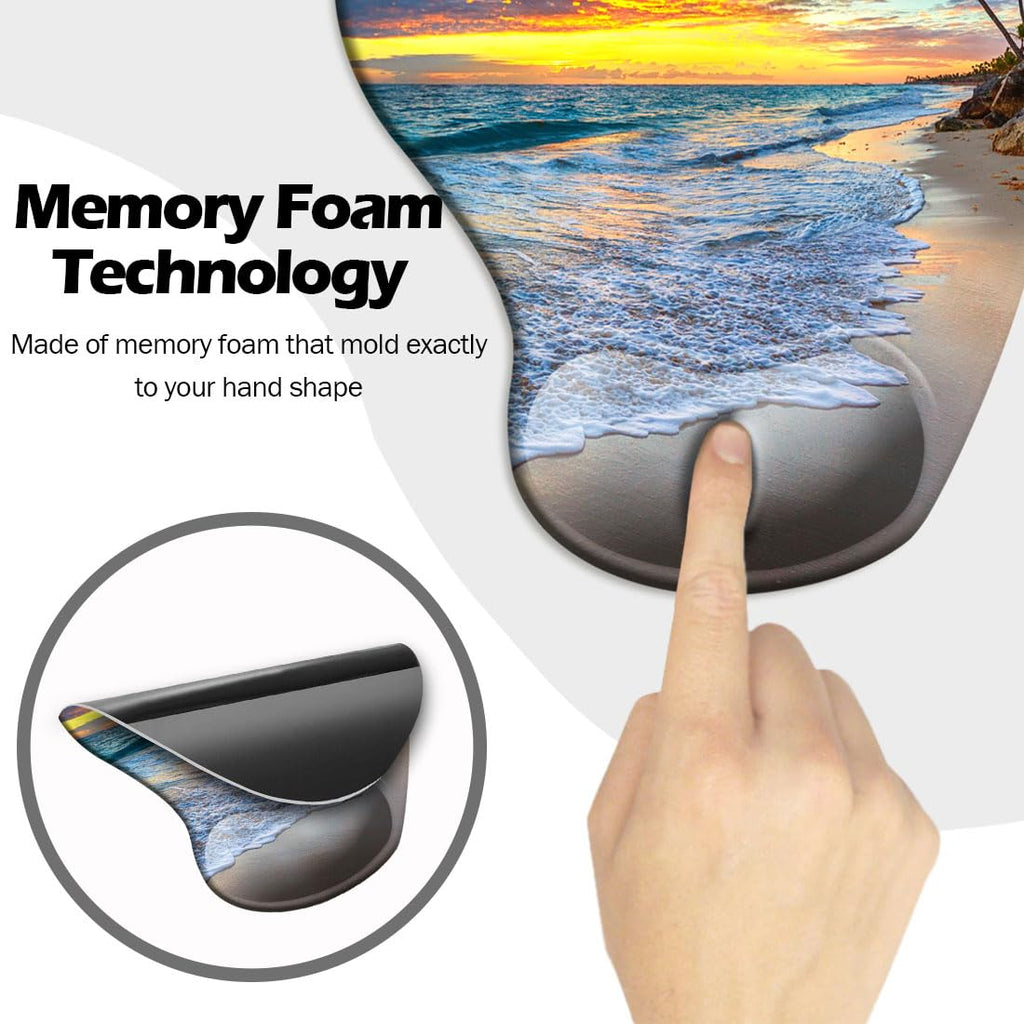 DOOKE Ergonomic Mouse Pad with Wrist Support and Coaster,Mouse Pads with Non-Slip PU Base for Home Office Working Studying Easy Typing & Pain Relief Aesthetic Art