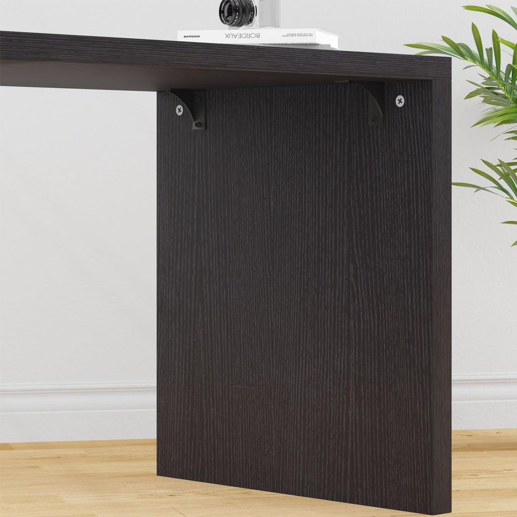 HSH Black L Shaped Computer Desk, Corner Desk with Storage Cabinet Shelves, Reversible Industrial Wood Executive Workstation, L-Shaped Home Office Table for Work Study Writing Gaming, 55 Inch