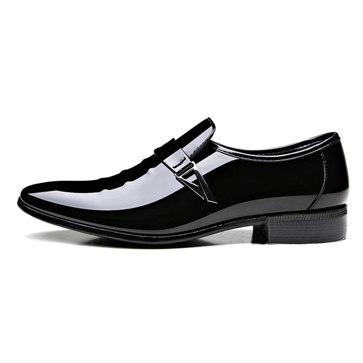 ZZHAP Men's Pointed-Toe Tuxedo Dress Shoes Casual Slip-on Loafer