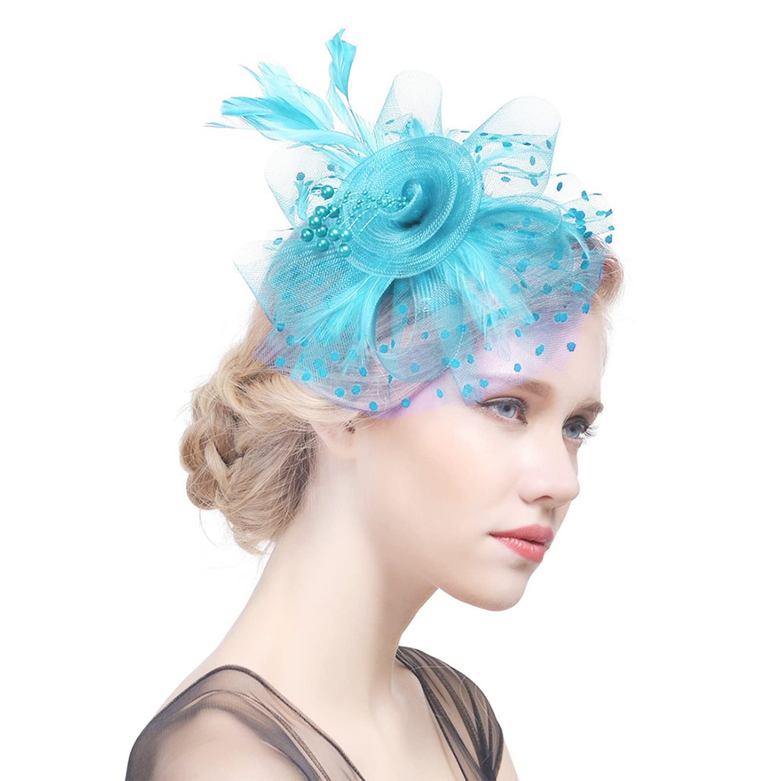 AQOKKA Women Fascinators Hats Flower Fascinators with Headband and Clip Tea Party Headwear for Women and Girls
