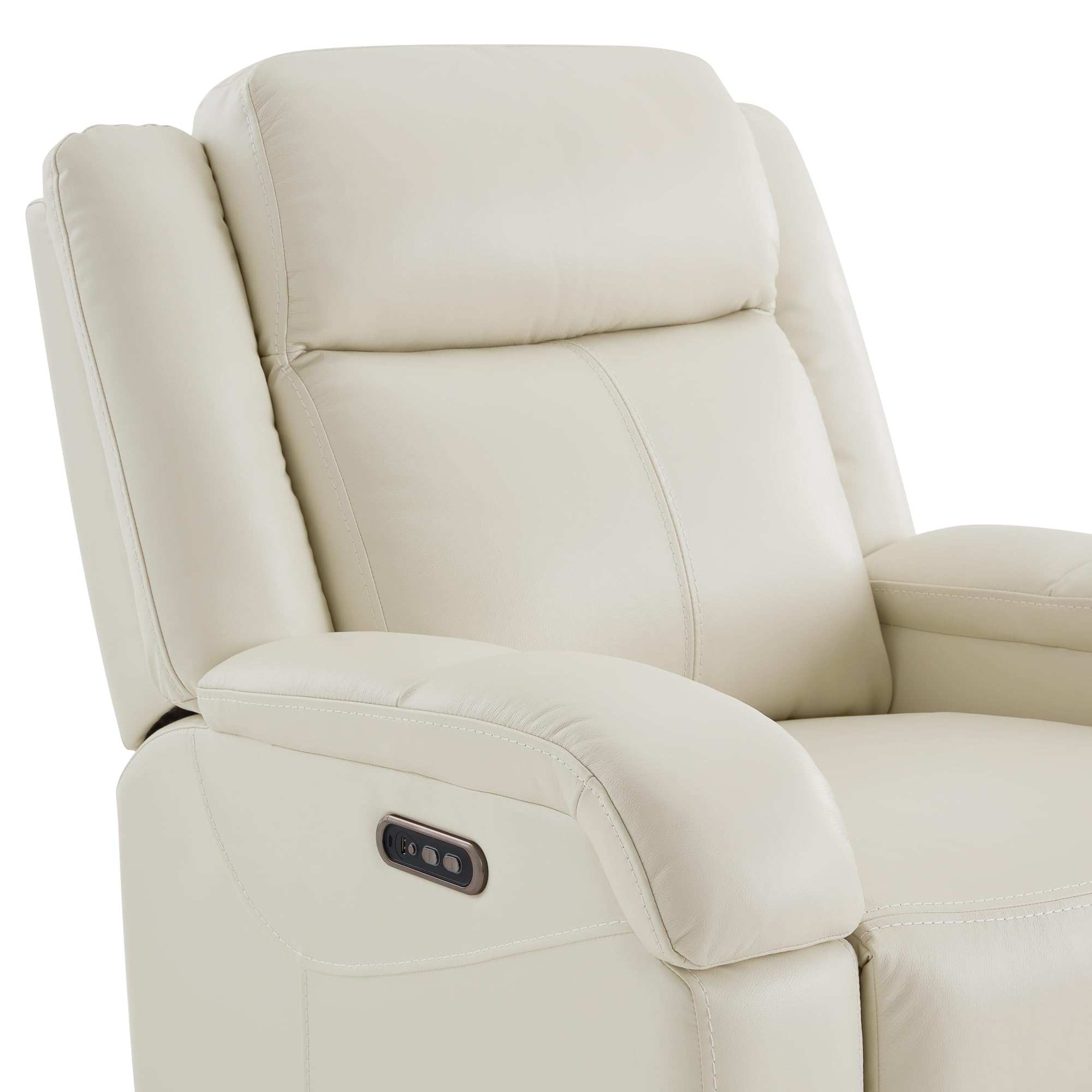Watson & Whitely Genuine Leather Power Recliner Chairs for Adults, Wall Hugger RV Recliner with Power Headrest & Charging Ports, Electric Recliner Sofa Chair for Living Room, Black