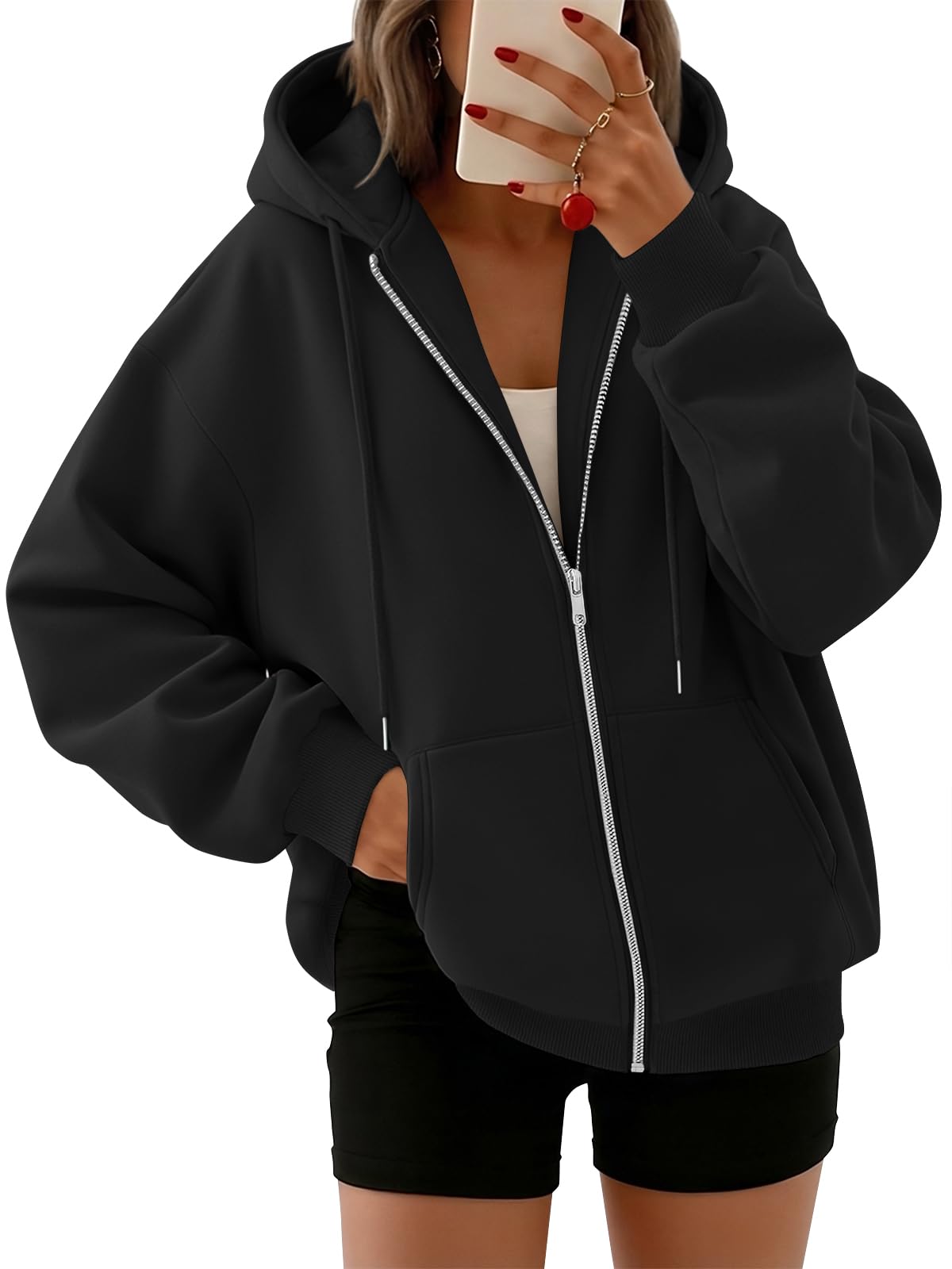 Trendy Queen Womens Zip Up Hoodies 2026 Oversized Sweatshirt