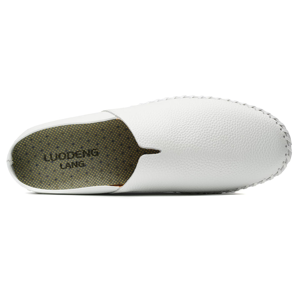 Men’s Slip-On Loafers Mules Clog Handmade Leather Slippers Hand Stitched no-Heel Casual Shoes for Men Breathable Comfortable Soft