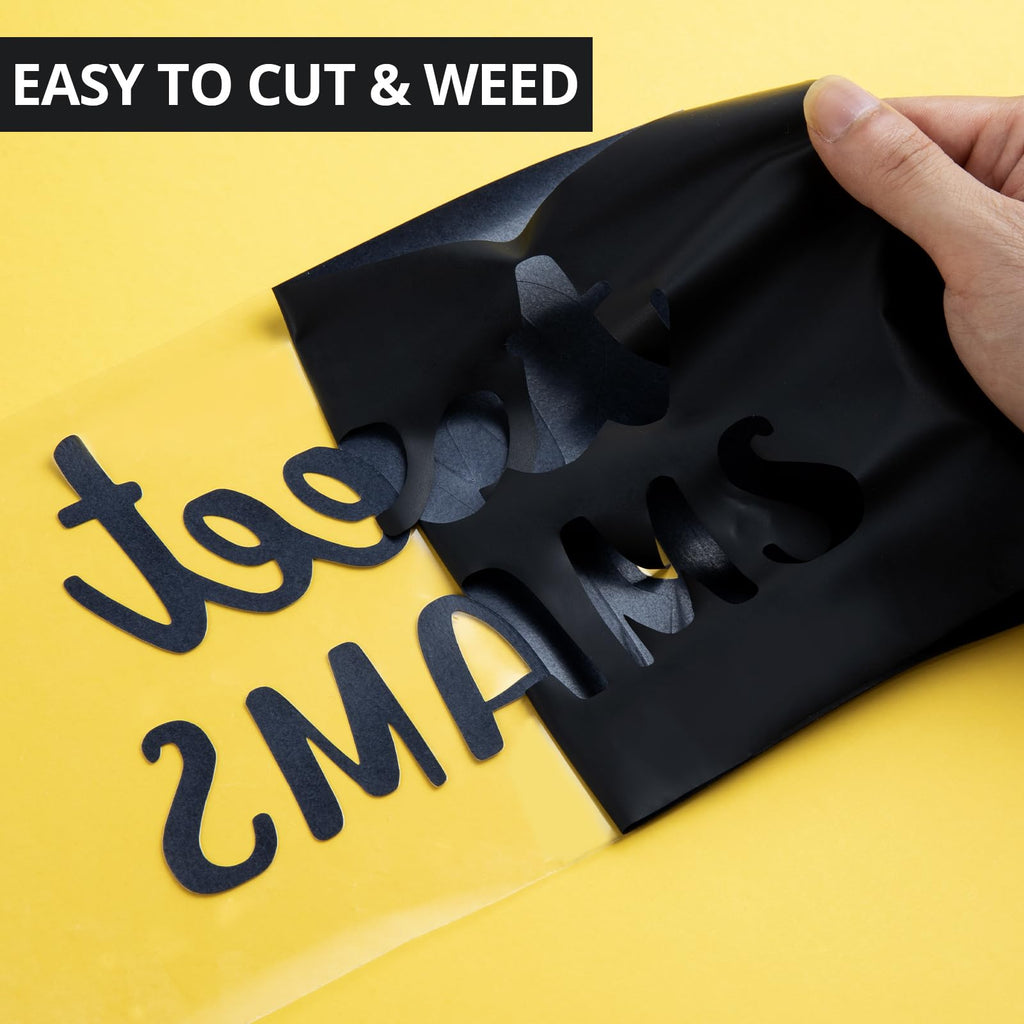 HTVRONT Smart Iron On Vinyl, Black HTV - 13" x 3FT Heat Transfer Vinyl - HTV Vinyl Compatible with Cricut Maker & Explore – Matless Cutting for Long Cuts, Easy to Cut & Weed for Heat Transfer Design