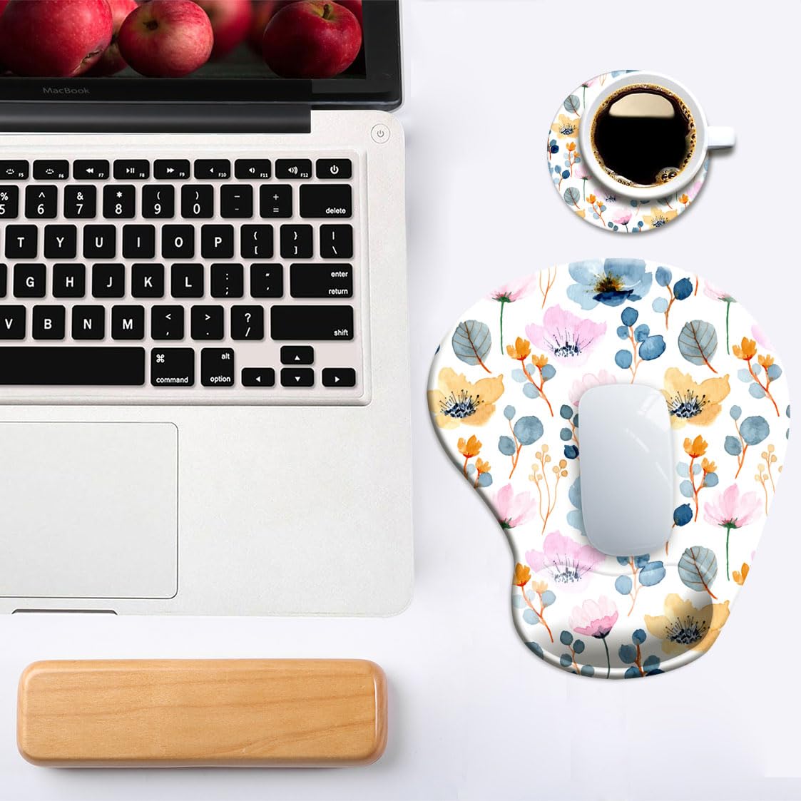 DOOKE Ergonomic Mouse Pad with Wrist Support and Coaster,Mouse Pads with Non-Slip PU Base for Home Office Working Studying Easy Typing & Pain Relief Aesthetic Art