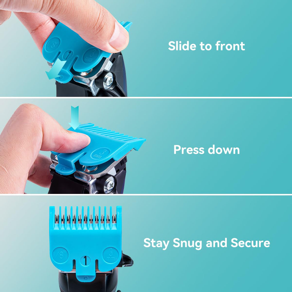 Magetic Clipper Guards Set Compatible with Most Wahl Clippers, Color Coded Clipper Combs Replacement - Guard Number: #1/2, 1 and #1 1/2 (Length: 1/16, 1/8 and 3/16 inch)