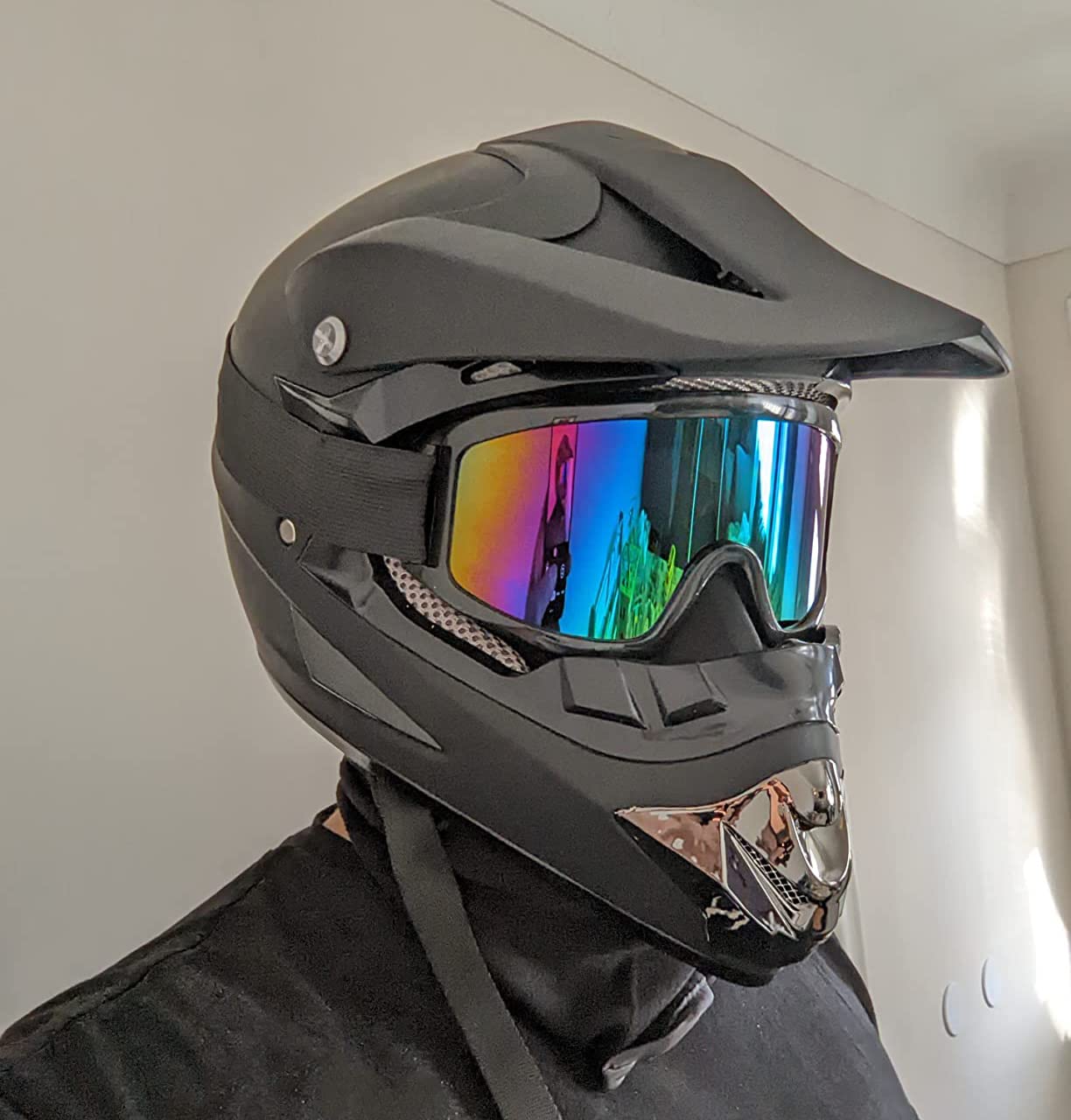 Youth Kids Motocross Helmet Full Face Motorcycle Dirt Bike Off-Road Mountain Bike BMX MX ATV Helmet,DOT Approved,W/Gloves Goggles Mask 4Pcs Set (Black, S)