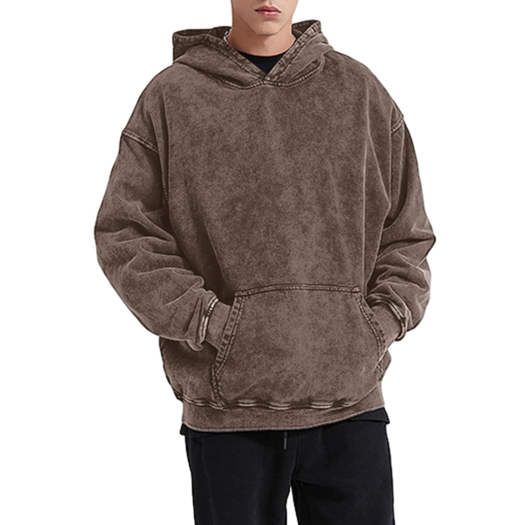 Bobeutou Oversized Hoodie Men Vintage Cotton Casual Hooded Sweatshirt Trendy Baggy Basic Hoodies Retro Pullover Streetwear