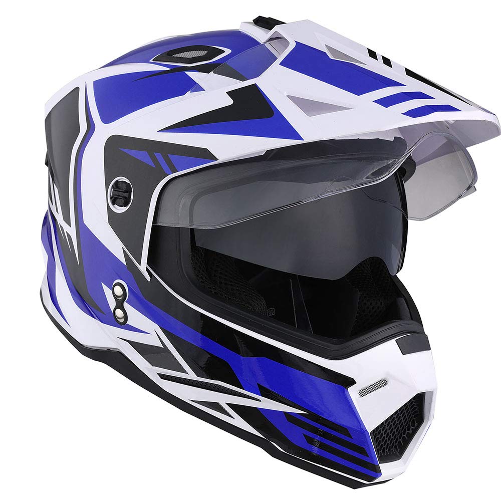 1Storm Dual Sport Motorcycle Motocross Off Road Full Face Helmet Dual Visor: HF802